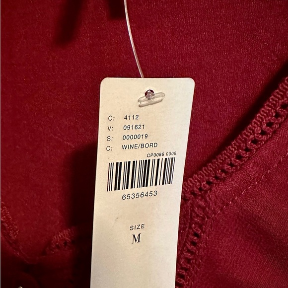 NWT Anthropologie Deep Red Embroidered Button Down Top - Picture 7 of 9